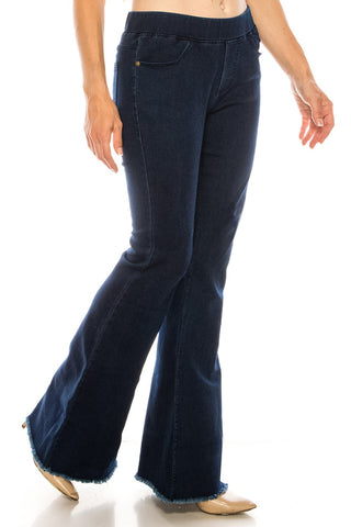 The Pull-On Bell Bottom Flare Denim Jeggings- Anicoletta's Boutique | Fashion Forward Luxury Women's Clothing