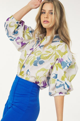 The CQ by CQ Printed Blouse- Anicoletta's Boutique | Fashion Forward Luxury Women's Clothing