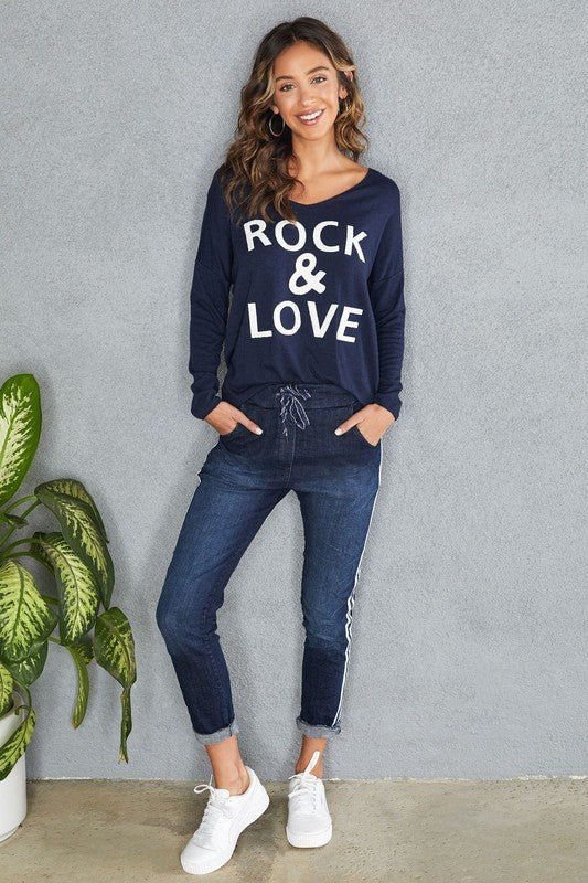 The Fuzzy Rock & Love Sweater- Anicoletta's Boutique | Fashion Forward Luxury Women's Clothing