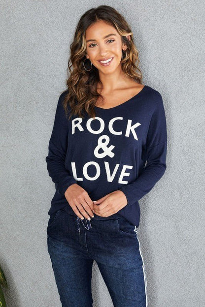 The Fuzzy Rock & Love Sweater- Anicoletta's Boutique | Fashion Forward Luxury Women's Clothing