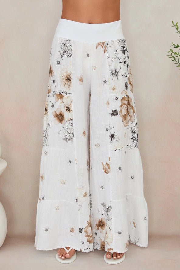 The Milio Milano Garden Floral Palazzo Pant- Anicoletta's Boutique | Fashion Forward Luxury Women's Clothing