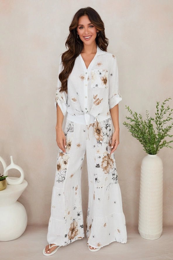 The Milio Milano Garden Floral Palazzo Pant- Anicoletta's Boutique | Fashion Forward Luxury Women's Clothing