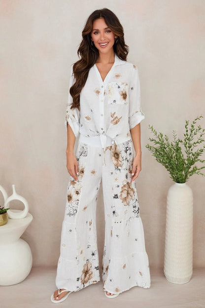 The Milio Milano Garden Floral Palazzo Pant- Anicoletta's Boutique | Fashion Forward Luxury Women's Clothing
