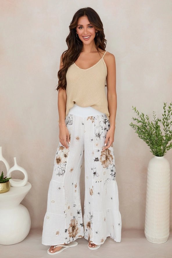 The Milio Milano Garden Floral Palazzo Pant- Anicoletta's Boutique | Fashion Forward Luxury Women's Clothing