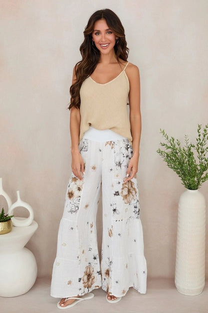 The Milio Milano Garden Floral Palazzo Pant- Anicoletta's Boutique | Fashion Forward Luxury Women's Clothing