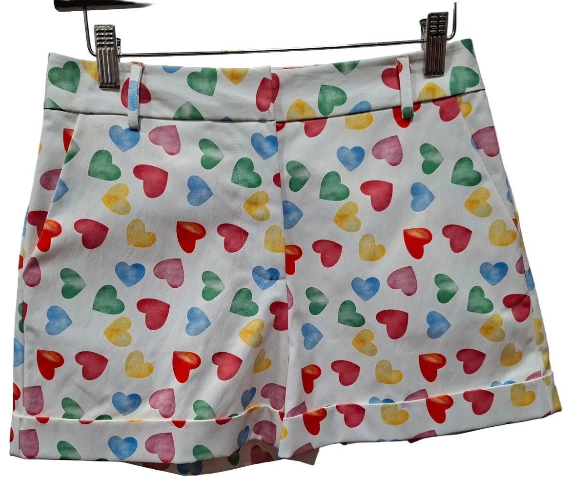 The OVI Color Hearts Print Shorts- Anicoletta's Boutique | Fashion Forward Luxury Women's Clothing
