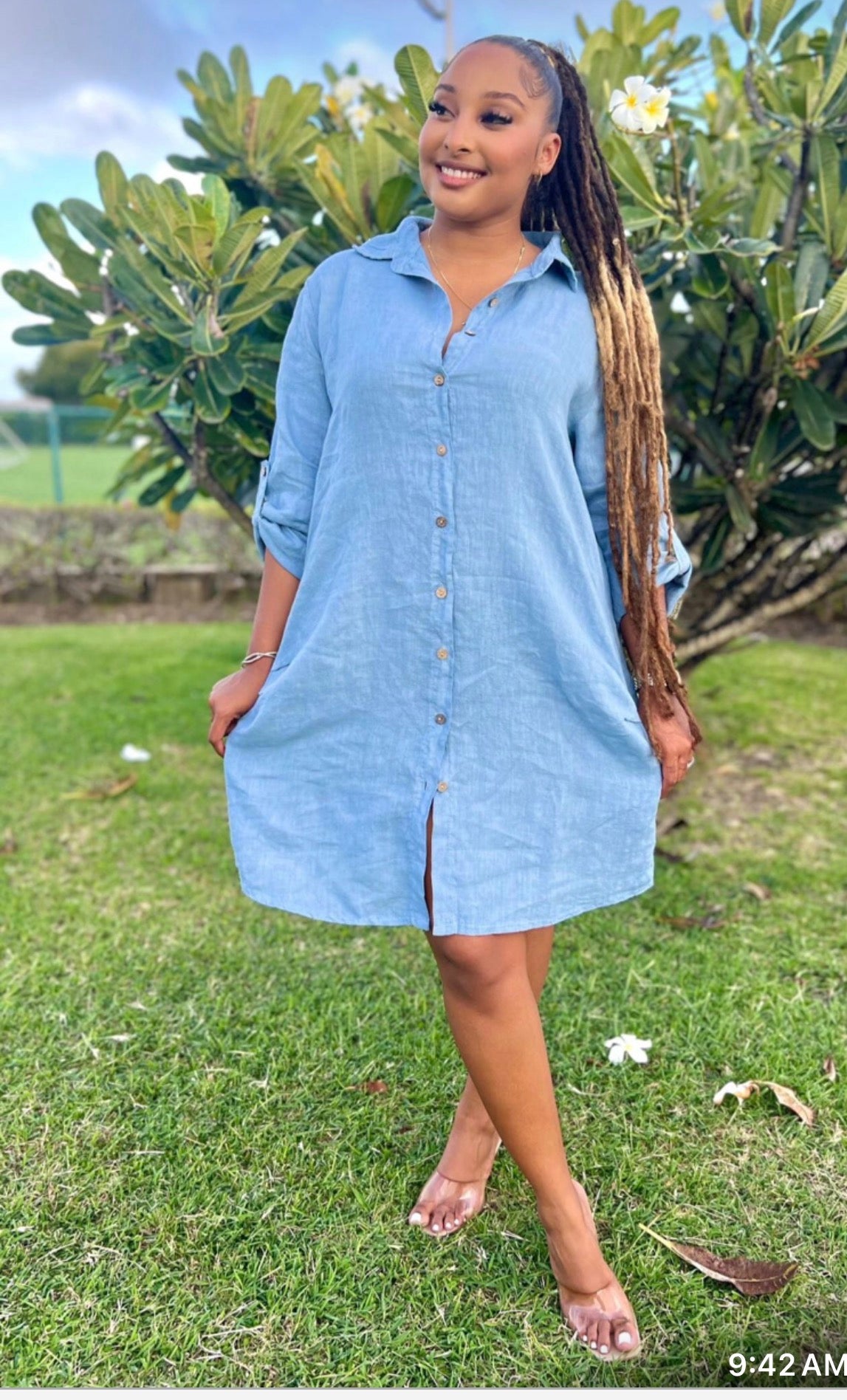The Myra Linen Button-Down Dress- Anicoletta's Boutique | Fashion Forward Luxury Women's Clothing