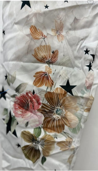 The Stars and Vivid Flowers Print Italian Crinkle Joggers- Anicoletta's Boutique | Fashion Forward Luxury Women's Clothing