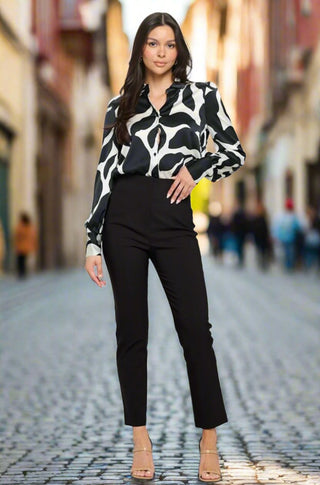 The B&W OVI Blouse- Anicoletta's Boutique | Fashion Forward Luxury Women's Clothing