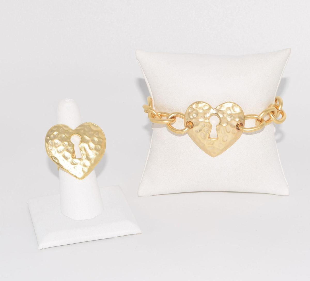 Gold-Tone Heart Ring & Bracelet Turkish Set- Anicoletta's Boutique | Fashion Forward Luxury Women's Clothing