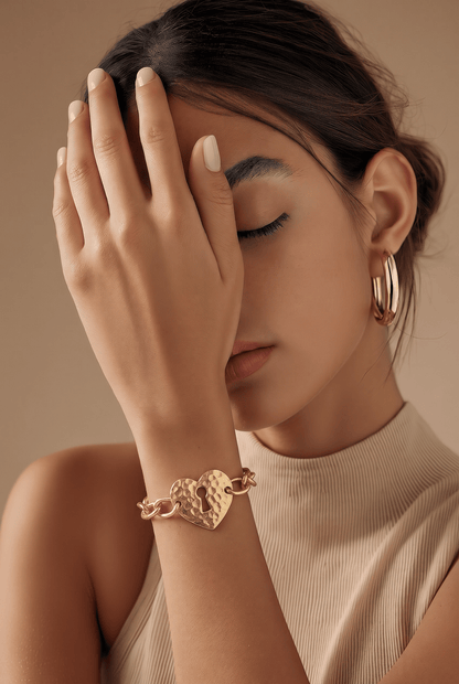 Gold-Tone Heart Ring & Bracelet Turkish Set- Anicoletta's Boutique | Fashion Forward Luxury Women's Clothing