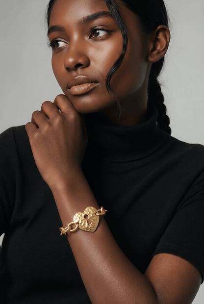 Gold-Tone Heart Ring & Bracelet Turkish Set- Anicoletta's Boutique | Fashion Forward Luxury Women's Clothing