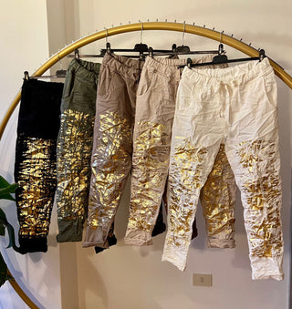 The Gold Design Joggers- Anicoletta's Boutique | Fashion Forward Luxury Women's Clothing