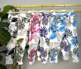 The Spring Leaves Italian Joggers- Anicoletta's Boutique | Fashion Forward Luxury Women's Clothing