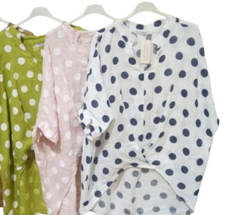 The Polka Dot Linen Blouse- Anicoletta's Boutique | Fashion Forward Luxury Women's Clothing