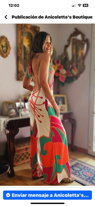 The Tropical Halter Jumpsuit- Anicoletta's Boutique | Fashion Forward Luxury Women's Clothing