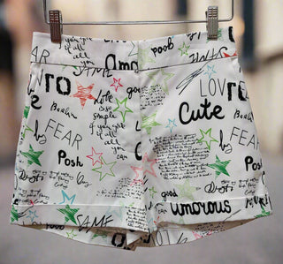 The OVI Letters’ Print Shorts- Anicoletta's Boutique | Fashion Forward Luxury Women's Clothing