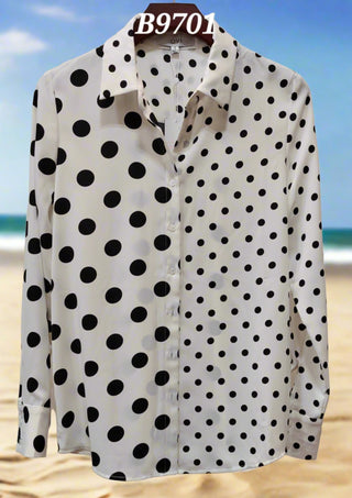 The OVI Polka Dot Print Blouse- Anicoletta's Boutique | Fashion Forward Luxury Women's Clothing