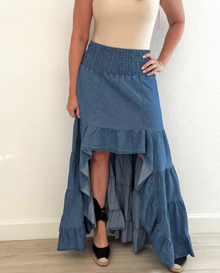 The Flamenco Ruffled Tencel Maxi Skirt- Anicoletta's Boutique | Fashion Forward Luxury Women's Clothing