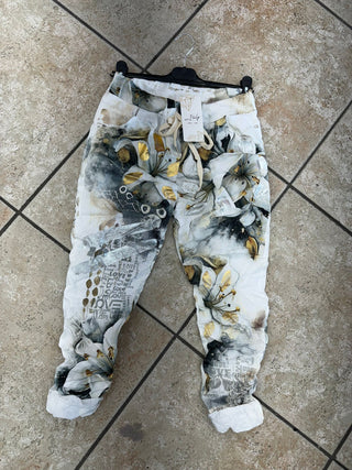 The Bright Flowers Crinkle Italian Joggers- Anicoletta's Boutique | Fashion Forward Luxury Women's Clothing