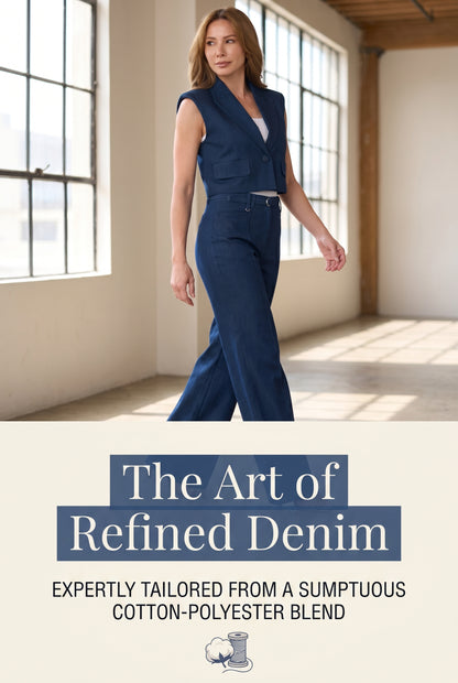 The OVI Denim Vest and Pants Set- Anicoletta's Boutique | Fashion Forward Luxury Women's Clothing