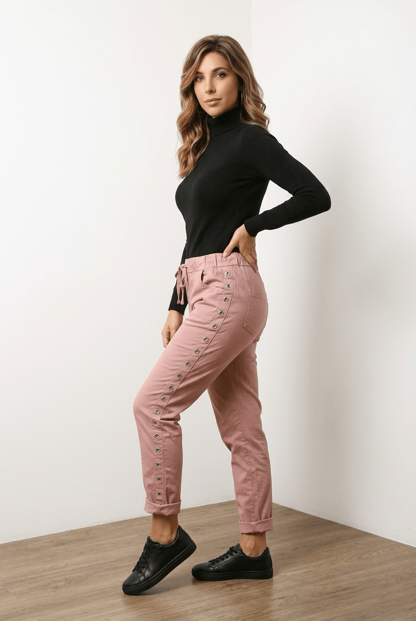 The Circle Studded Italian Joggers- Anicoletta's Boutique | Fashion Forward Luxury Women's Clothing