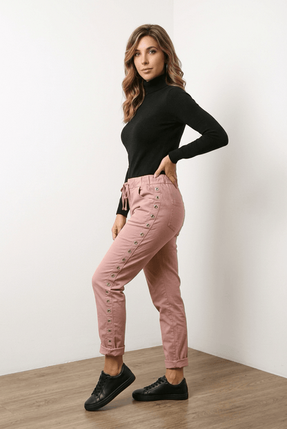 The Circle Studded Italian Joggers- Anicoletta's Boutique | Fashion Forward Luxury Women's Clothing