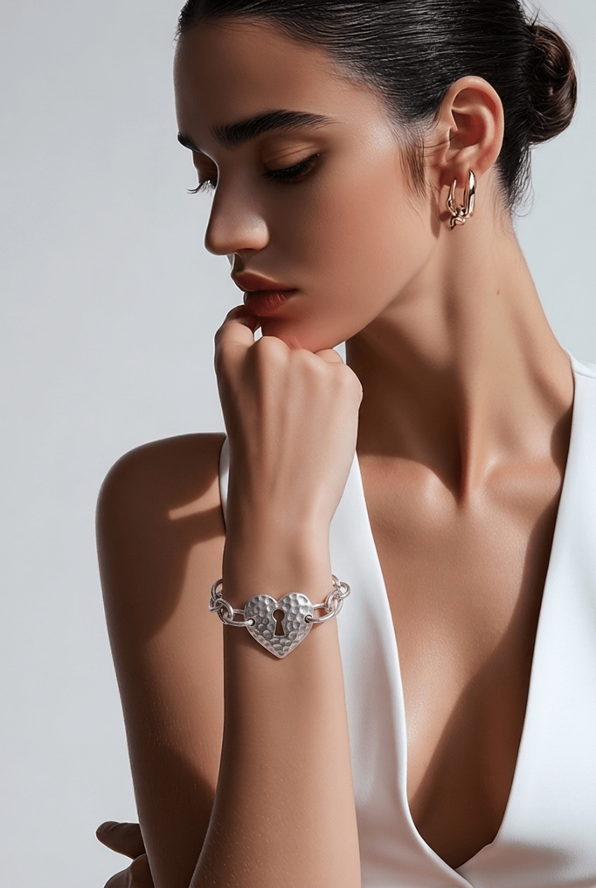 Silver Heart Adjustable Ring & Bracelet Turkish Set- Anicoletta's Boutique | Fashion Forward Luxury Women's Clothing