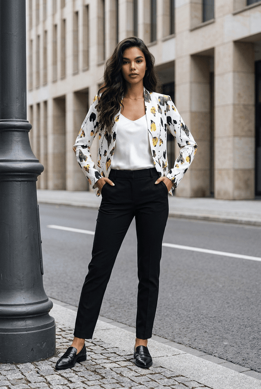 The OVI Leaves Print Blazer- Anicoletta's Boutique | Fashion Forward Luxury Women's Clothing