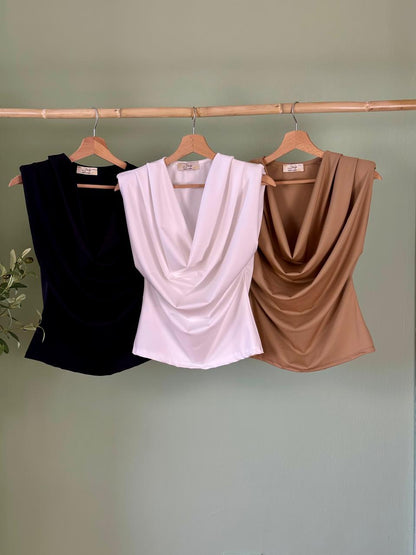 The Drape Cowl Neck Italian Top- Anicoletta's Boutique | Fashion Forward Luxury Women's Clothing