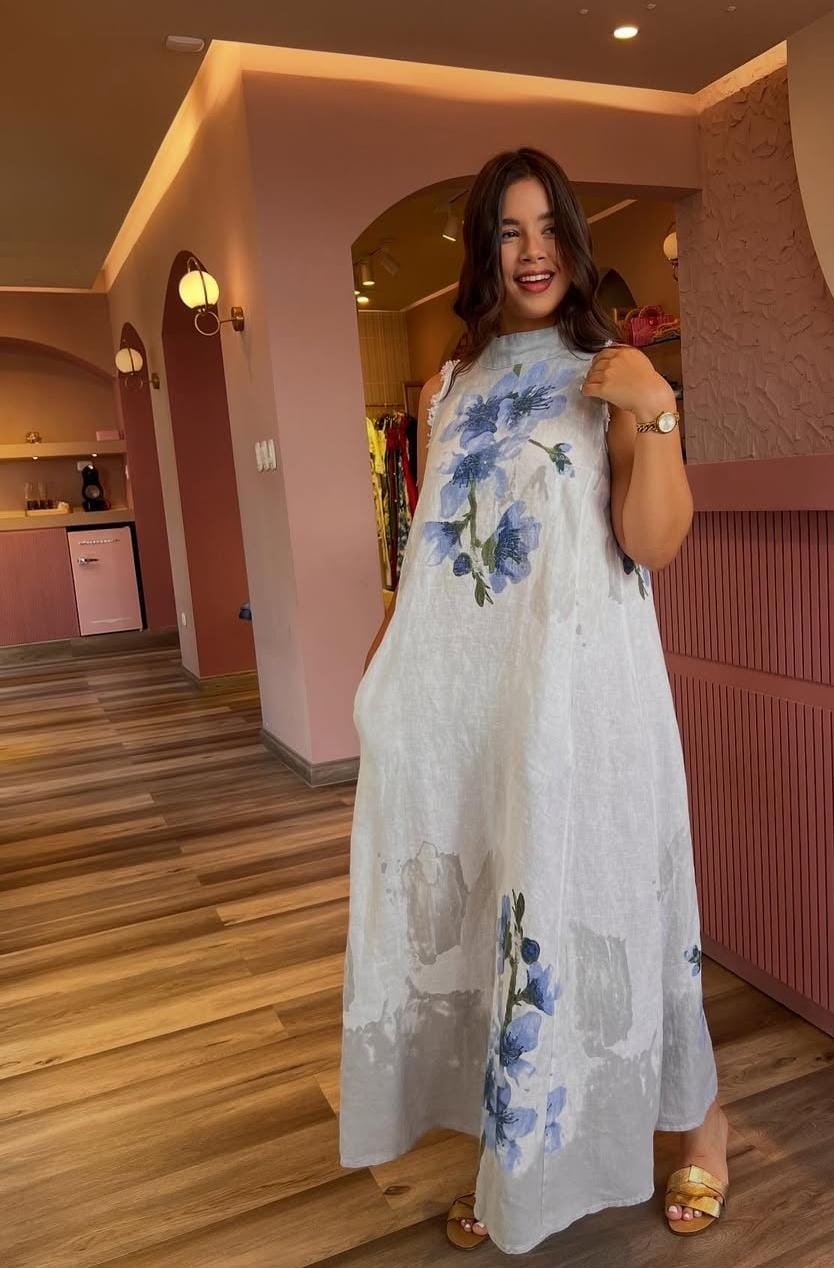 The Anicoletta's Linen Halter Dress White / 100% Italian Linen / One size (Sizes S-L) The Anicoletta's Linen Halter Dress White / 100% Italian Linen / One size (Sizes S-L)