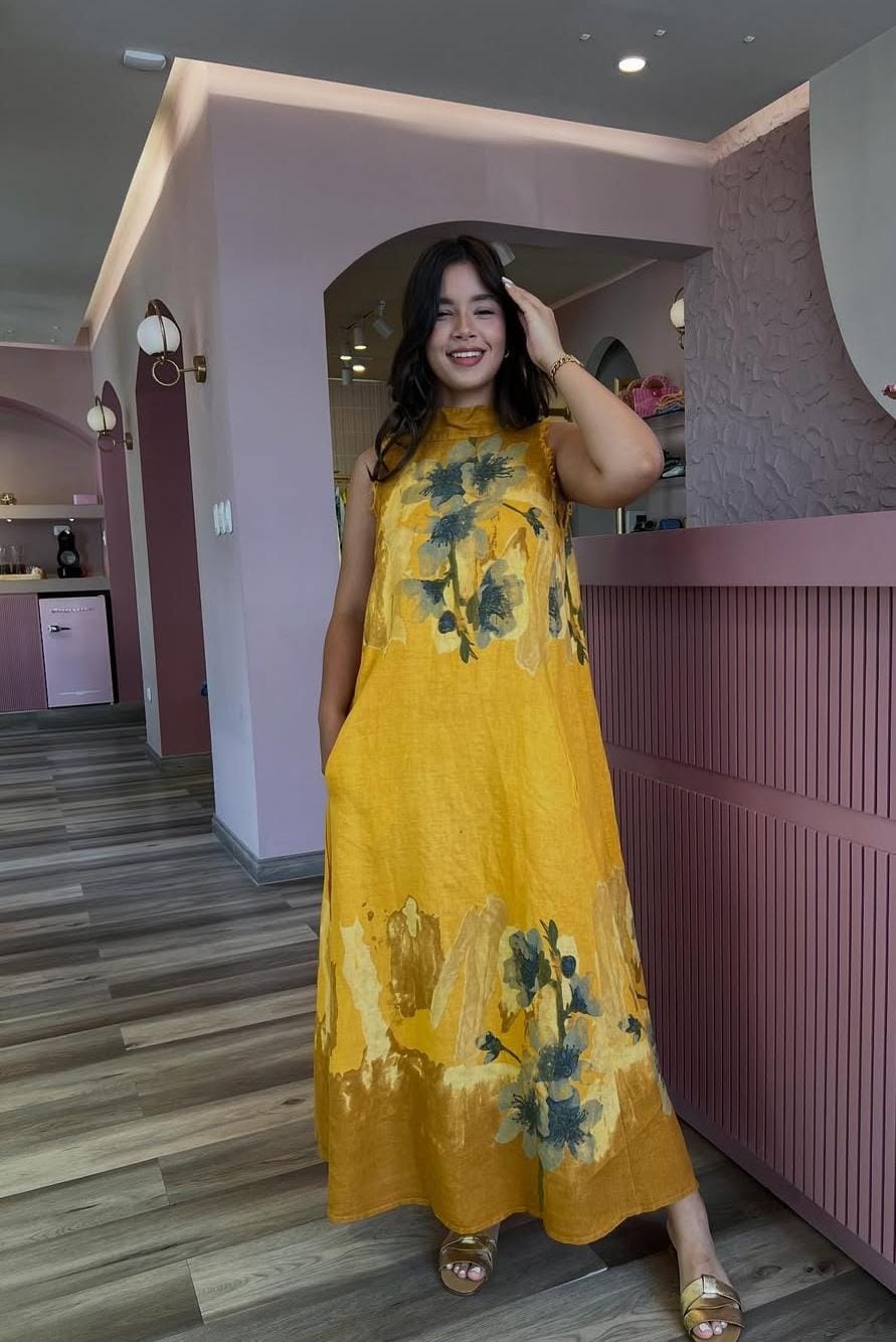 The Anicoletta's Linen Halter Dress- Anicoletta's Boutique | Fashion Forward Luxury Women's Clothing