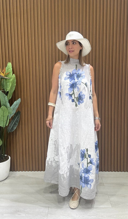 The Anicoletta's Linen Halter Dress- Anicoletta's Boutique | Fashion Forward Luxury Women's Clothing