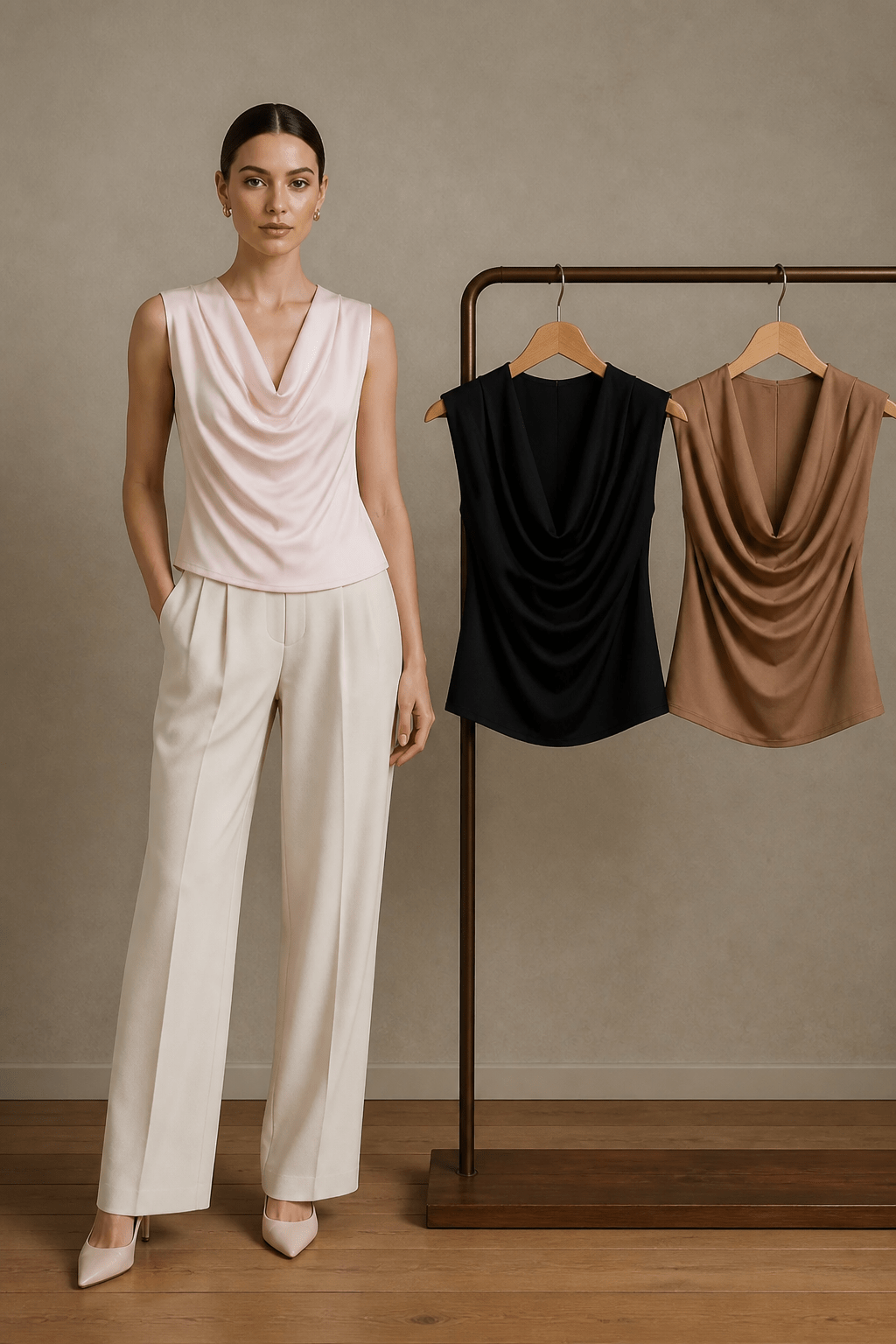 The Drape Cowl Neck Italian Top- Anicoletta's Boutique | Fashion Forward Luxury Women's Clothing
