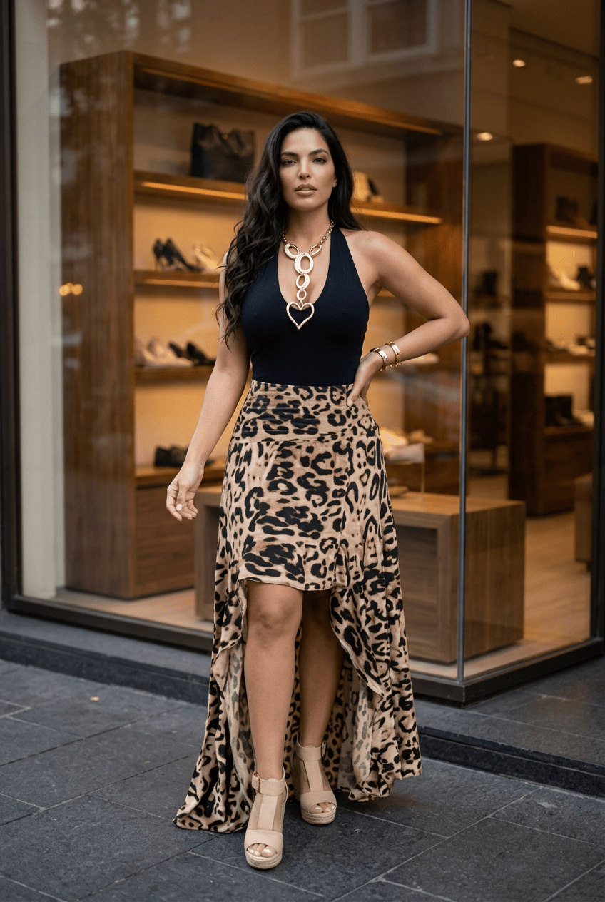 The Animal Print Flamenco Style Skirt- Anicoletta's Boutique | Fashion Forward Luxury Women's Clothing