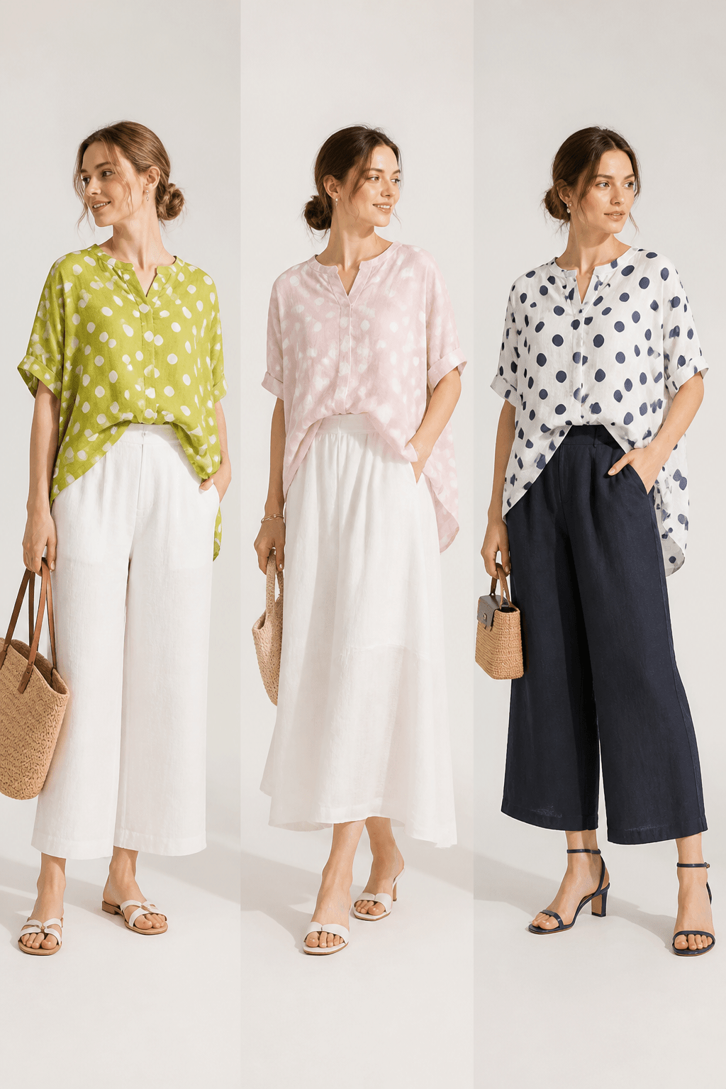 The Polka Dot Hi Low Linen Blouse- Anicoletta's Boutique | Fashion Forward Luxury Women's Clothing