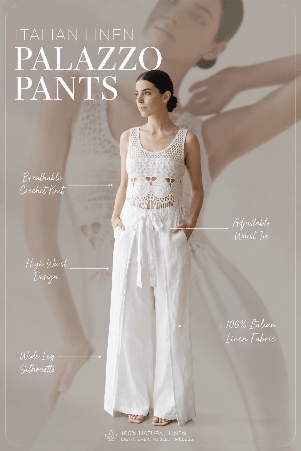 The Italian Wide Pleated Linen Palazzo Pants- Anicoletta's Boutique | Fashion Forward Luxury Women's Clothing