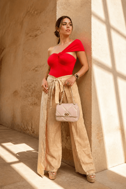 The Italian Wide Pleated Linen Palazzo Pants- Anicoletta's Boutique | Fashion Forward Luxury Women's Clothing