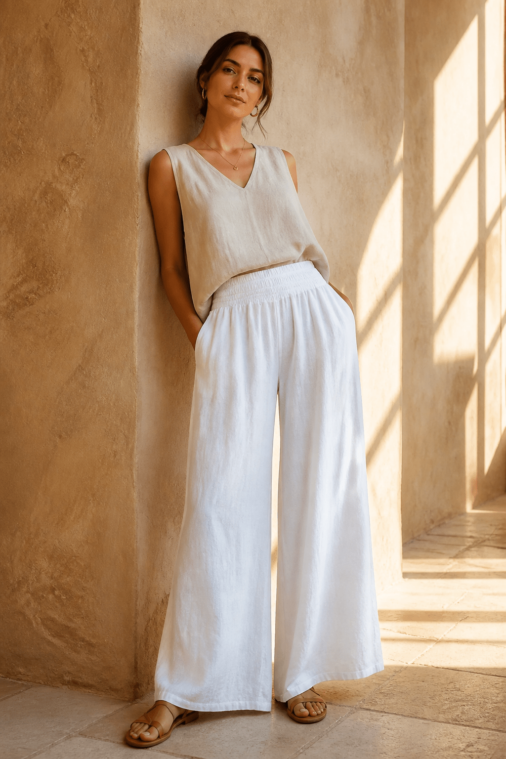 The Wide Leg Linen Palazzo Pants- Anicoletta's Boutique | Fashion Forward Luxury Women's Clothing