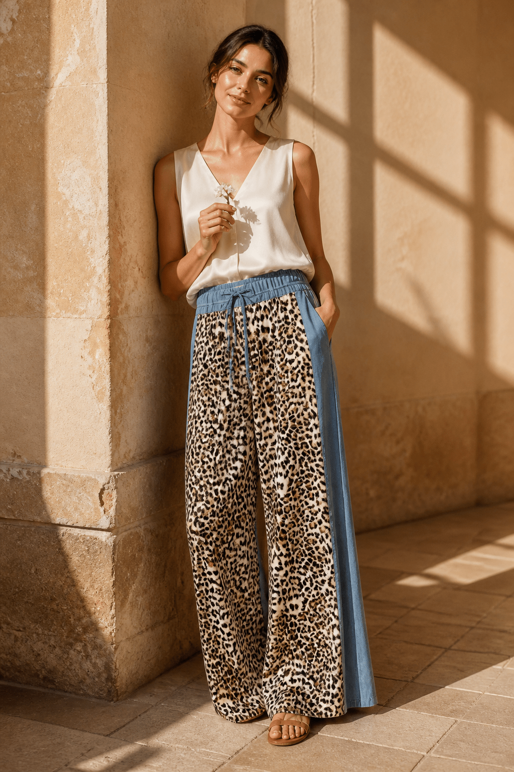 The Animal Print Italian Palazzo Pants- Anicoletta's Boutique | Fashion Forward Luxury Women's Clothing