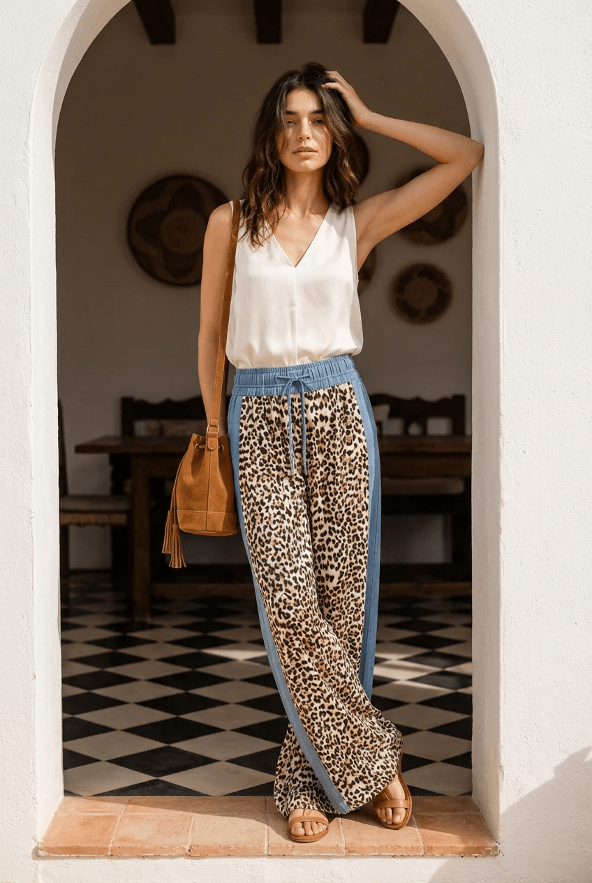 The Animal Print Italian Palazzo Pants- Anicoletta's Boutique | Fashion Forward Luxury Women's Clothing
