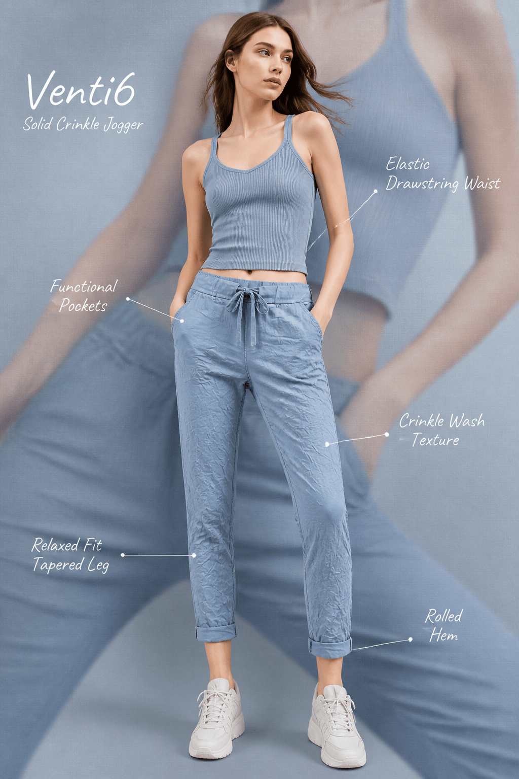 The Solid Crinkle Jogger- Anicoletta's Boutique | Fashion Forward Luxury Women's Clothing