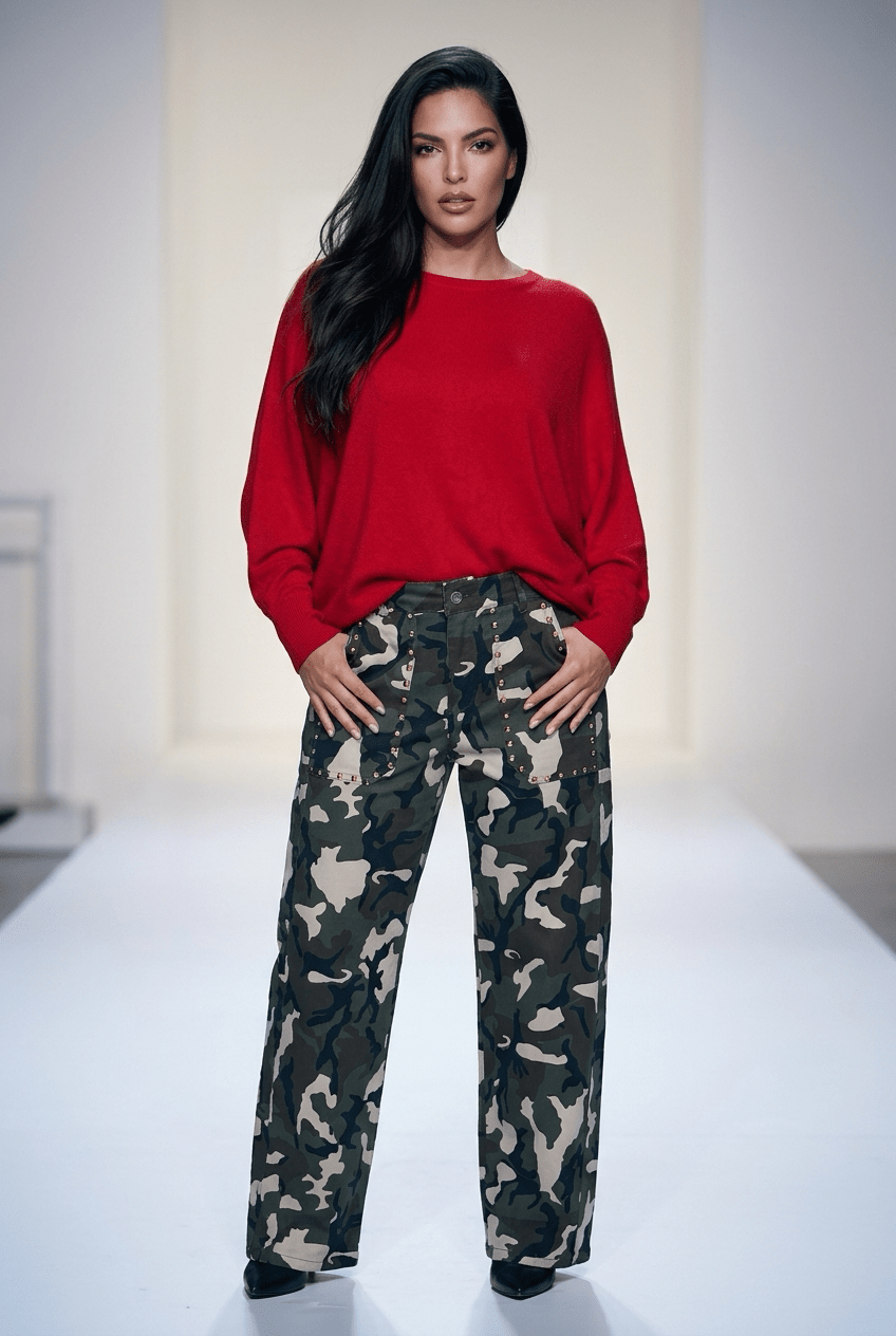The Camouflage Barrel Pants | Camo Print Pants- Anicoletta's Boutique | Fashion Forward Luxury Women's Clothing