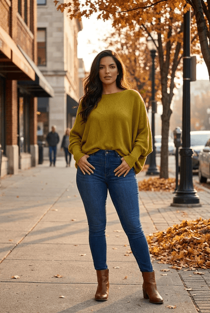 The Anicoletta’s Fall Sweater | Boat Neck Batwing Knit- Anicoletta's Boutique | Fashion Forward Luxury Women's Clothing