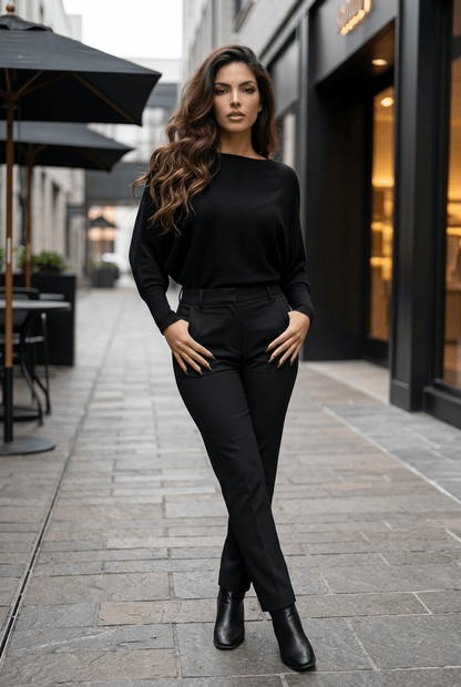 The Anicoletta’s Fall Sweater | Boat Neck Batwing Knit- Anicoletta's Boutique | Fashion Forward Luxury Women's Clothing