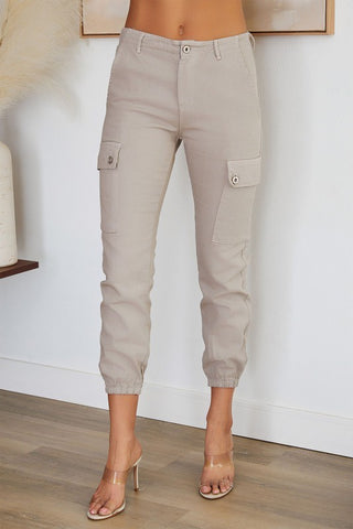 The Front Button Cargo Italian Joggers- Anicoletta's Boutique | Fashion Forward Luxury Women's Clothing