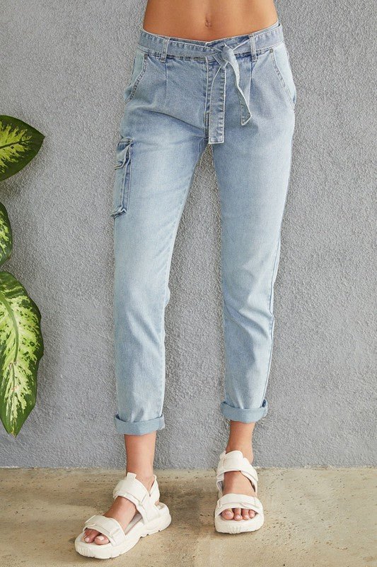 The Venti6 Denim Cargo Pants- Anicoletta's Boutique | Fashion Forward Luxury Women's Clothing