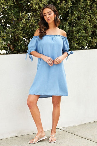 The Stephanie Chambray Flowey Dress- Anicoletta's Boutique | Fashion Forward Luxury Women's Clothing