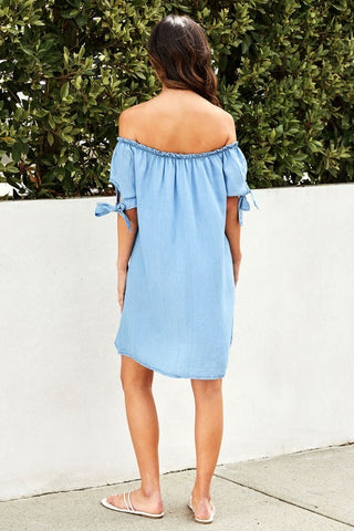 The Stephanie Chambray Flowey Dress- Anicoletta's Boutique | Fashion Forward Luxury Women's Clothing