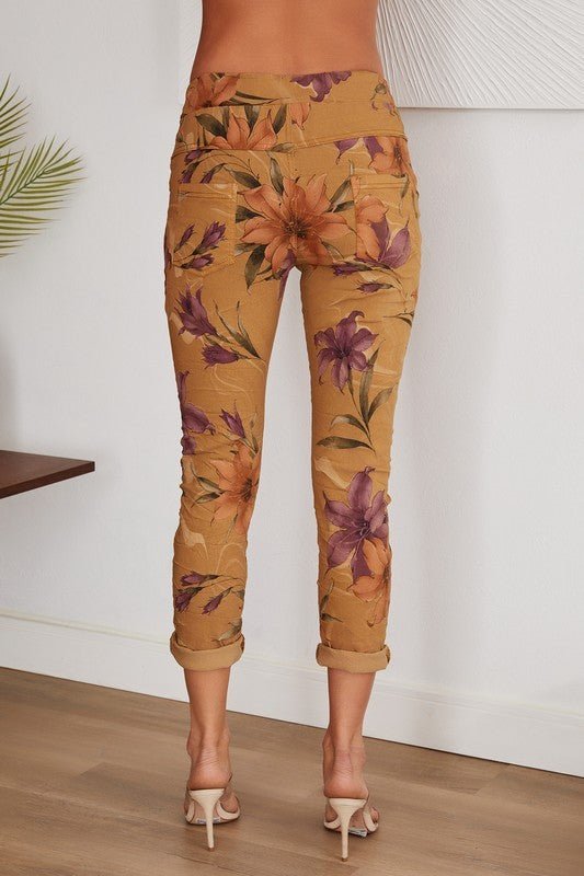 The Garden Floral Print Crinkle Jogger- Anicoletta's Boutique | Fashion Forward Luxury Women's Clothing